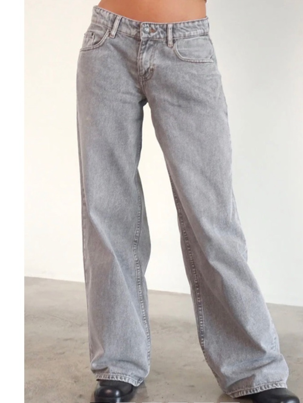 MOTEL ROCKS grey Roomy Extra Wide Low Rise Jeans
